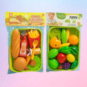 Fast Food Kitchen Play Set – Veggie Cutting Toy for Kids